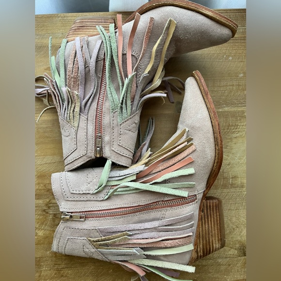 Free People Lawless Fringe Suede Western Boot in Pink Multi - Picture 4 of 11